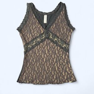 Vintage Black Lace Sleeveless Tank 90s Whimsygoth Fall Goth Witchy Small Medium